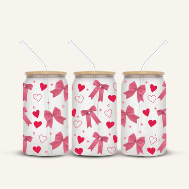 Pink Bows Glass Cup #1